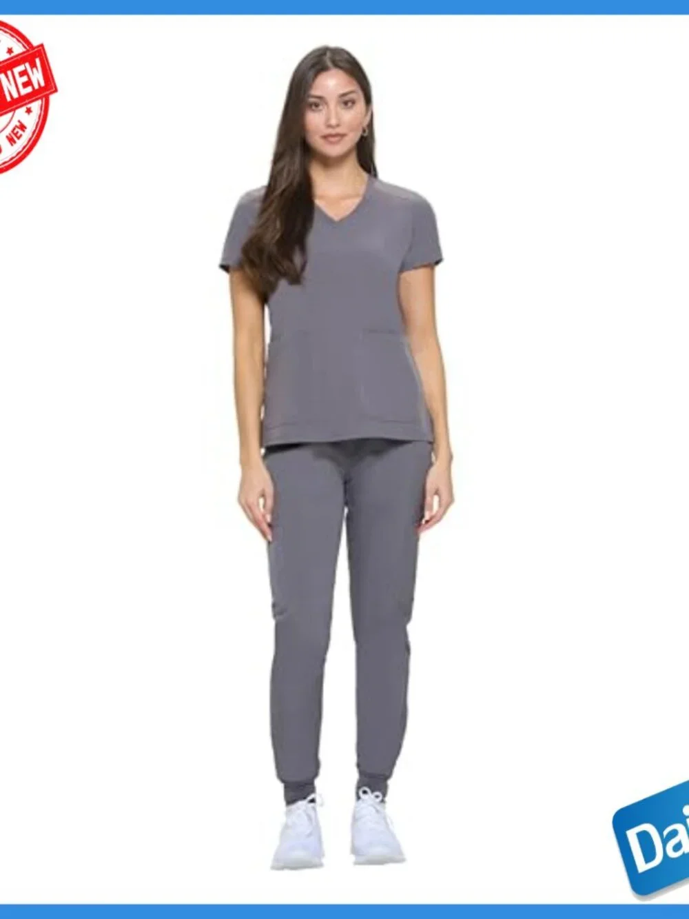 Stretch Jogger Scrub Set with Moisture Wicking Fabric for Nursing Workwear - Picture 2 of 5